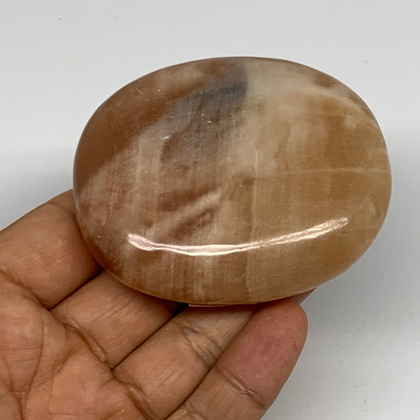 155.2g, 2.7"x2.3"x0.9",Honey Calcite Palm-Stone Crystal Polished @Pakistan,B2446
