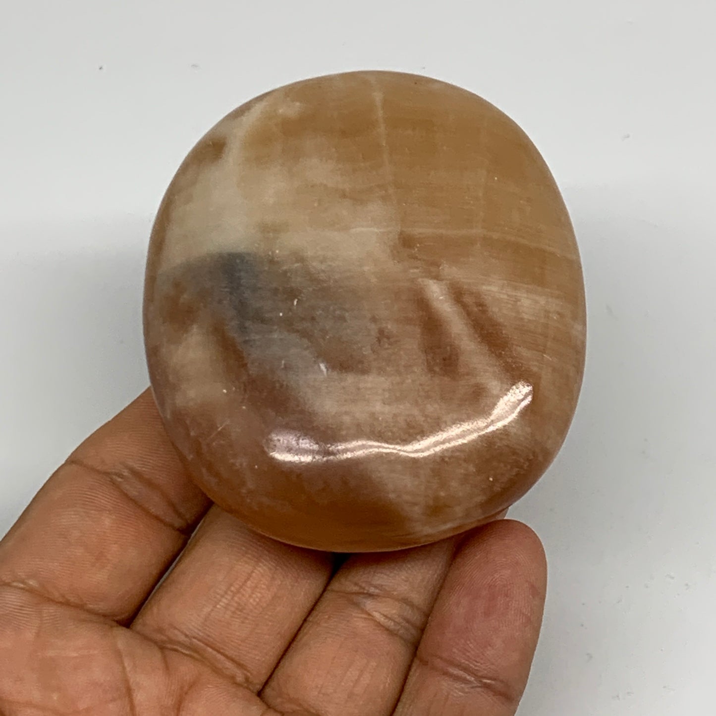 155.2g, 2.7"x2.3"x0.9",Honey Calcite Palm-Stone Crystal Polished @Pakistan,B2446