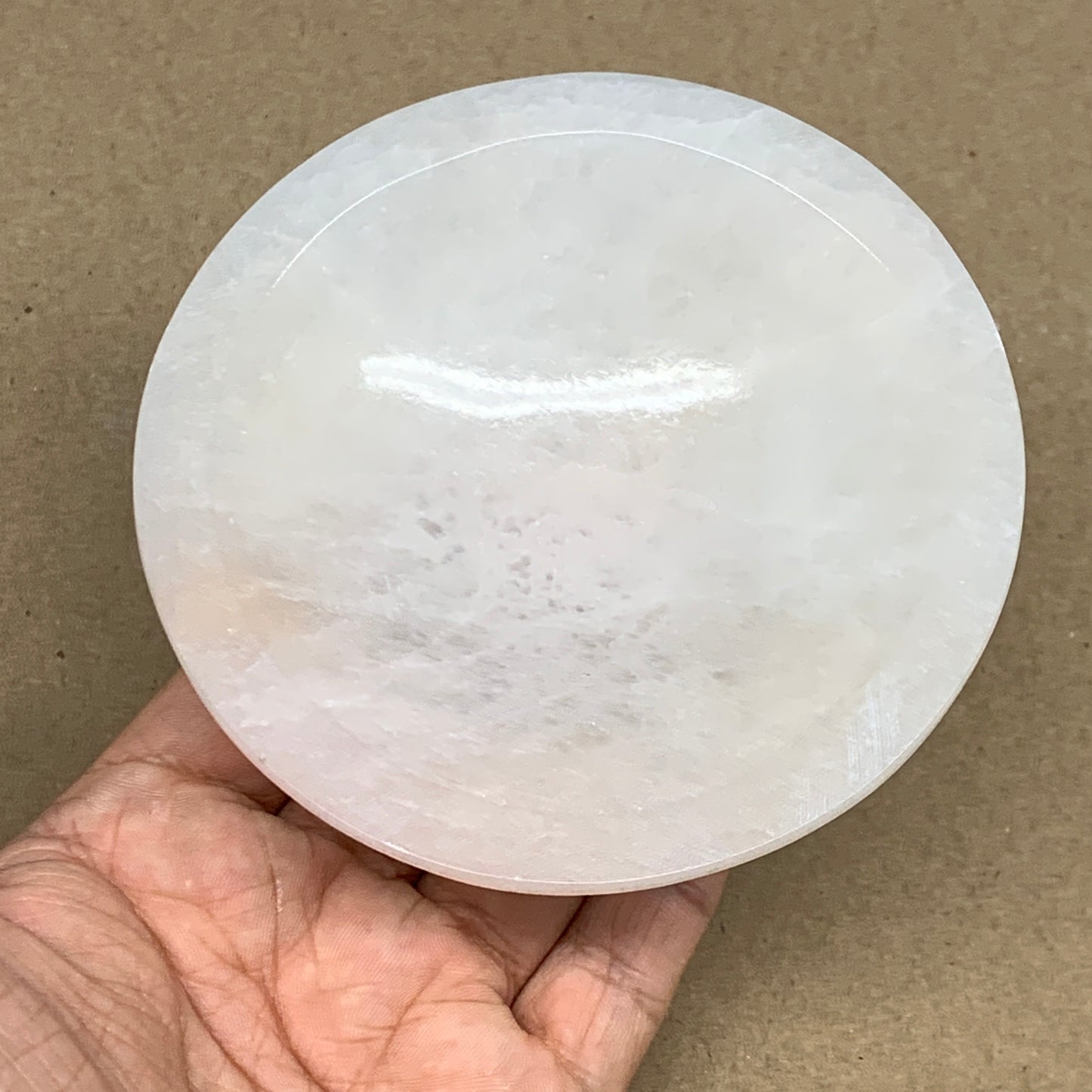 4pcs, 1168g, 3.9"-4" Natural Round Selenite Bowls Crystals from Morocco, B9193