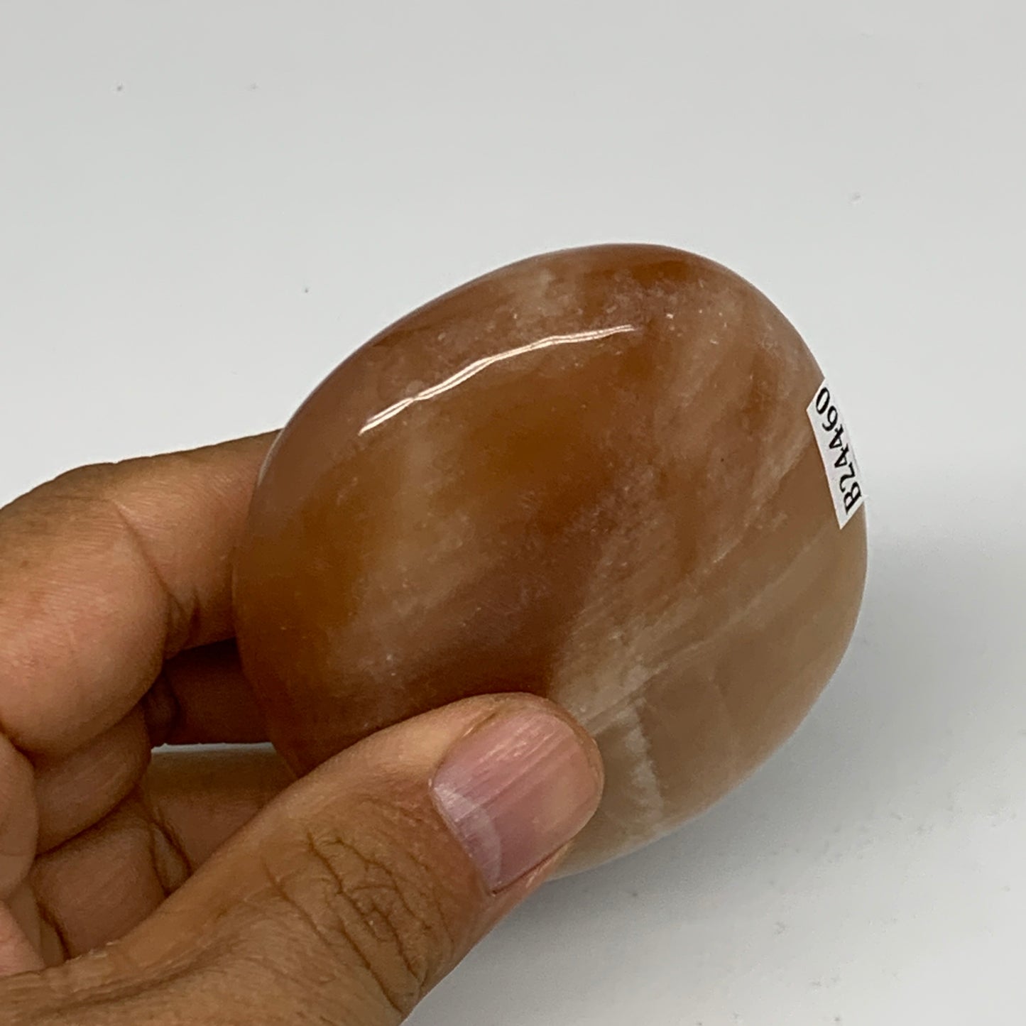 155.2g, 2.7"x2.3"x0.9",Honey Calcite Palm-Stone Crystal Polished @Pakistan,B2446