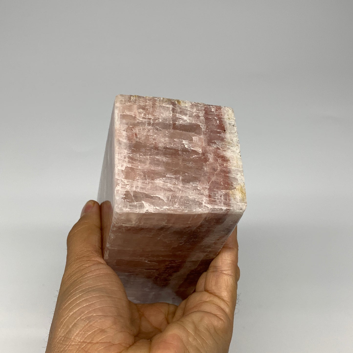3.51 lbs, 7"x2.4" Strawberry Calcite Point Tower Obelisk Crystal, B25318