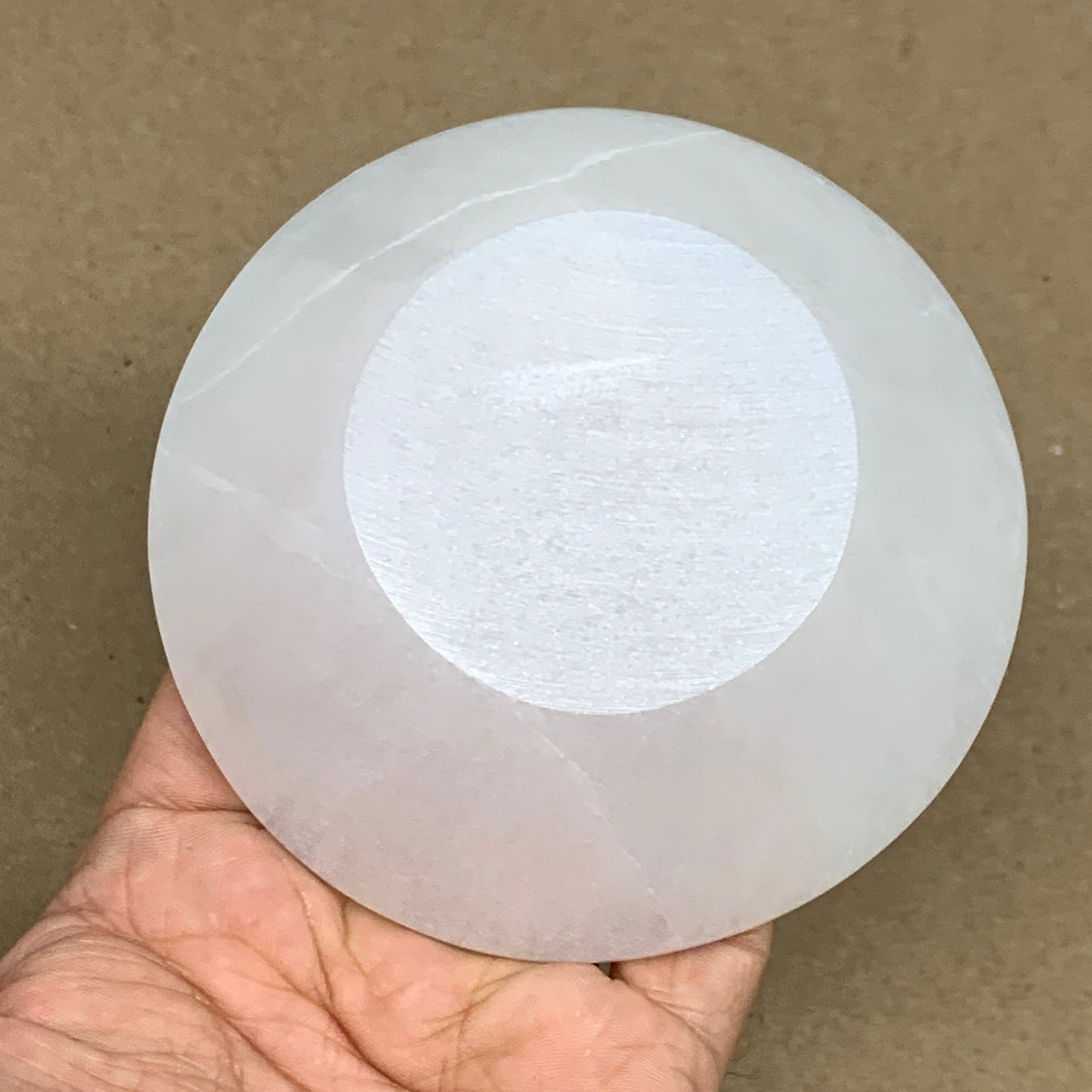 4pcs, 1168g, 3.9"-4" Natural Round Selenite Bowls Crystals from Morocco, B9193
