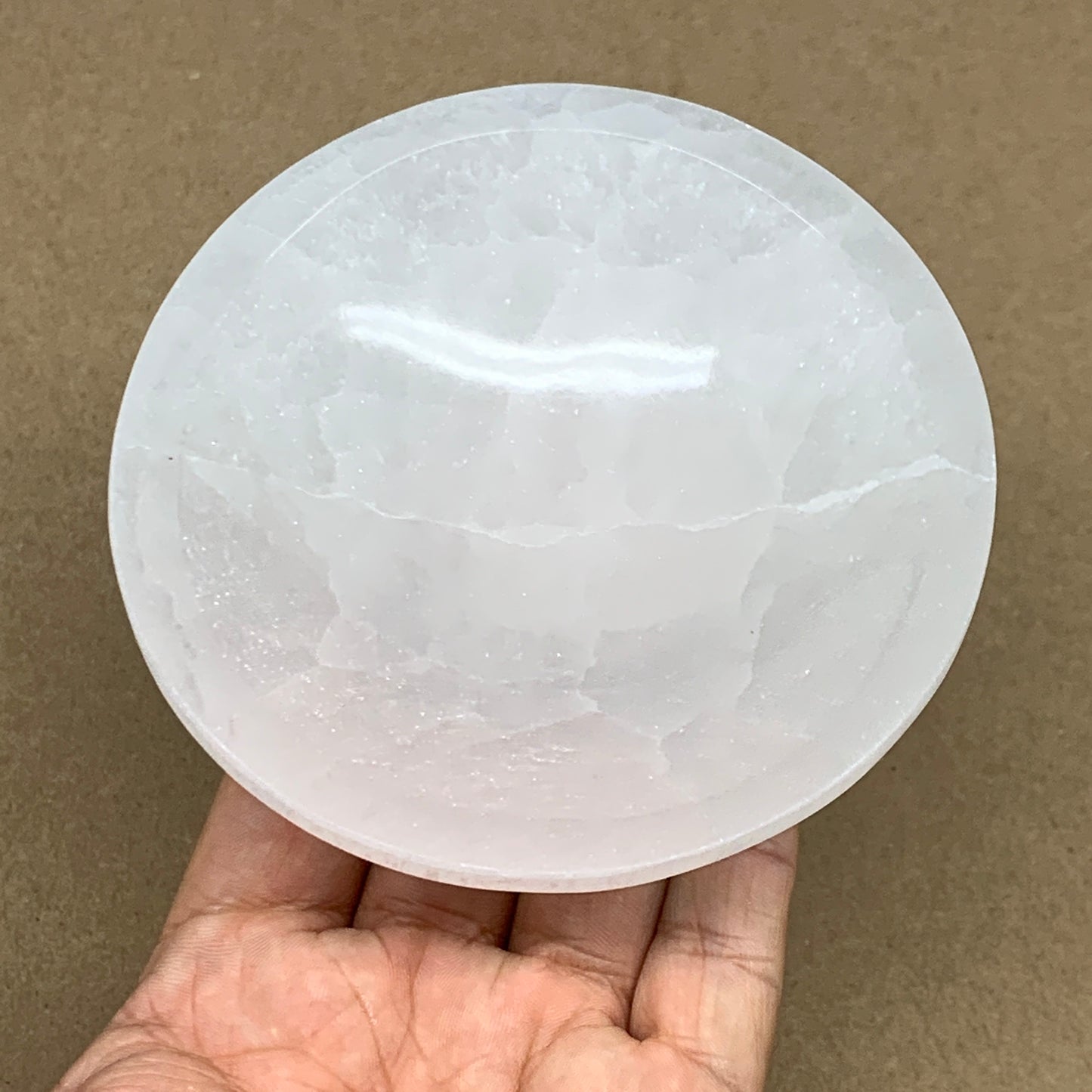 4pcs, 1168g, 3.9"-4" Natural Round Selenite Bowls Crystals from Morocco, B9193