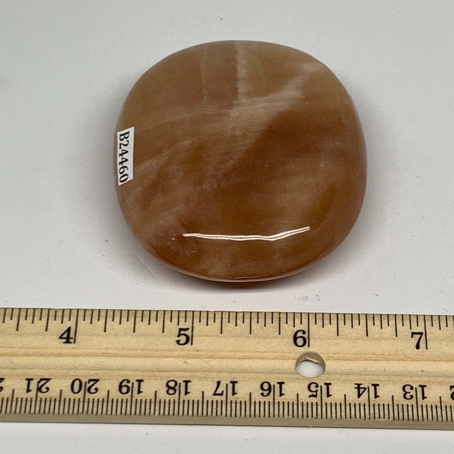 155.2g, 2.7"x2.3"x0.9",Honey Calcite Palm-Stone Crystal Polished @Pakistan,B2446