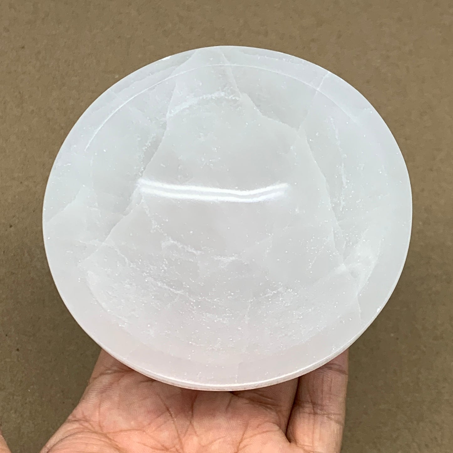4pcs, 1168g, 3.9"-4" Natural Round Selenite Bowls Crystals from Morocco, B9193