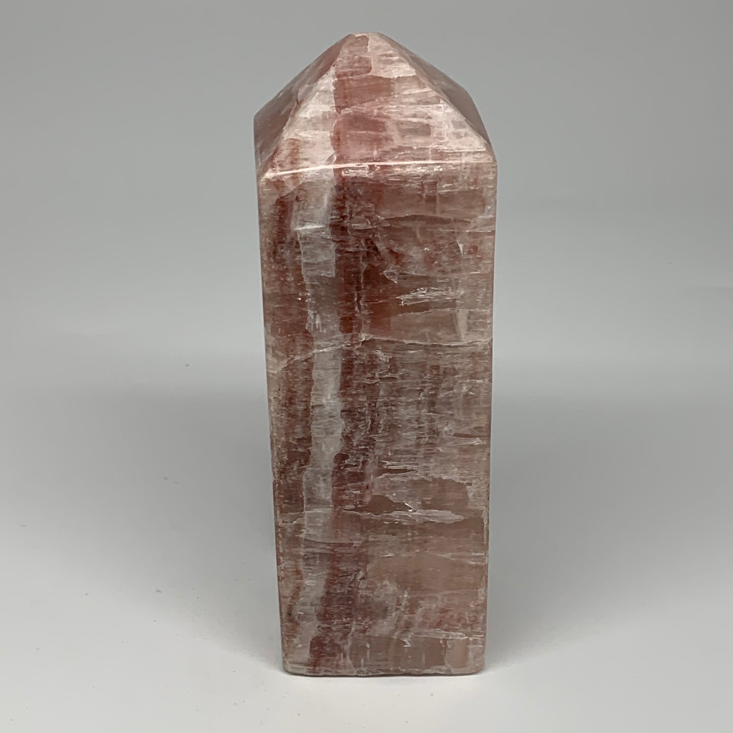 3.51 lbs, 7"x2.4" Strawberry Calcite Point Tower Obelisk Crystal, B25318