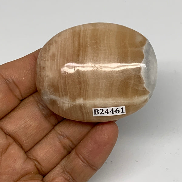 72.5g, 2.2"x1.8"x0.7",Honey Calcite Palm-Stone Crystal Polished @Pakistan,B24461