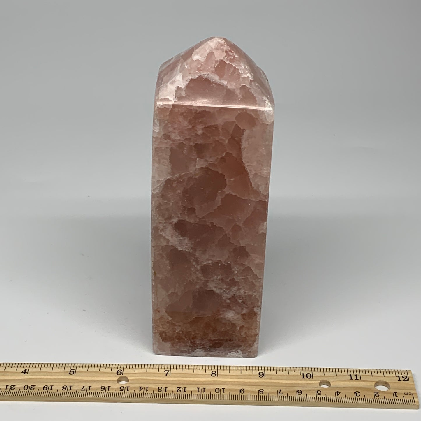 3.51 lbs, 7"x2.4" Strawberry Calcite Point Tower Obelisk Crystal, B25318