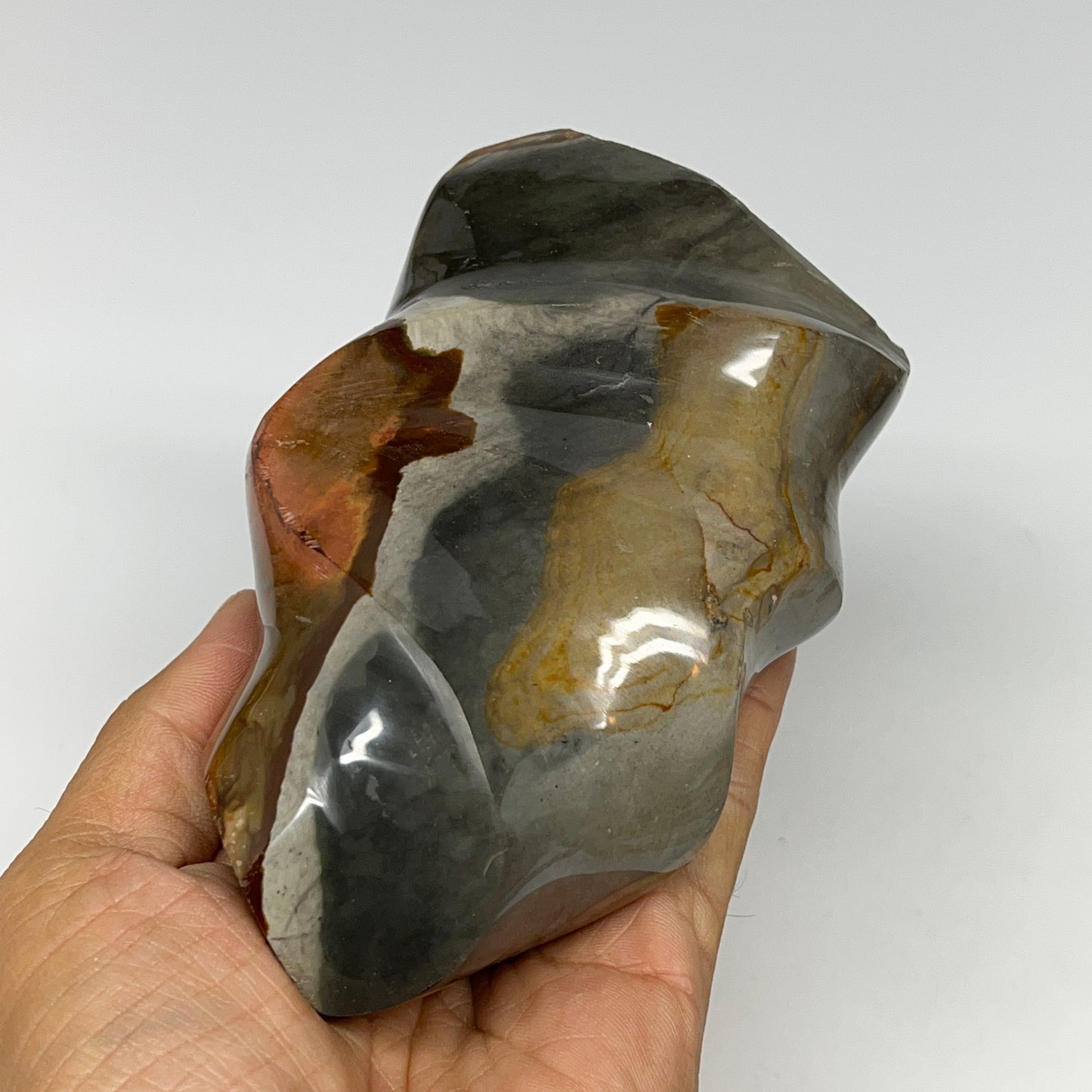 780g,5"x3.1"x2.4" Natural Polychrome Jasper Flame Gemstones @Madagascar,B19564