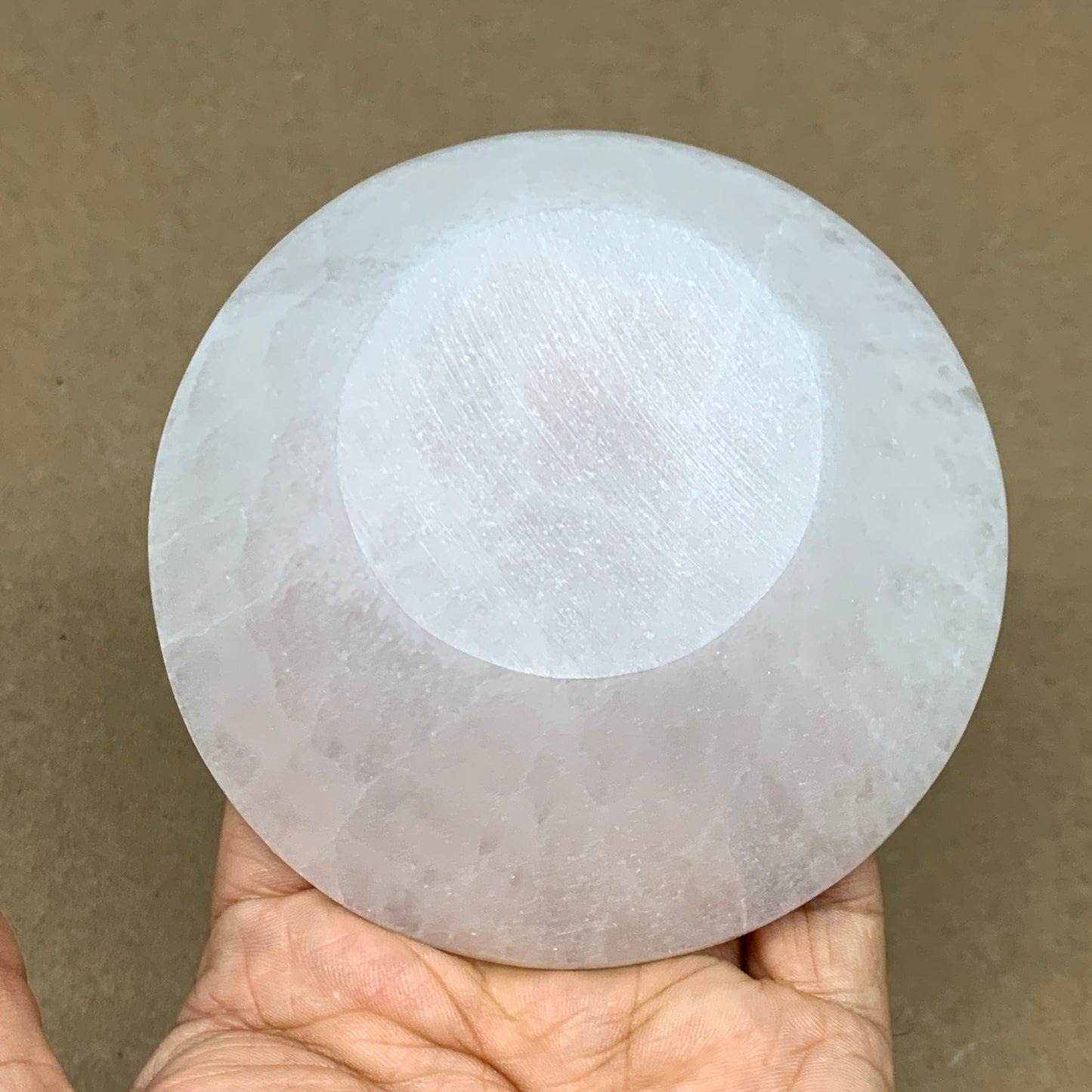 4pcs, 1090g, 3.9"-4" Natural Round Selenite Bowls Crystals from Morocco, B9194