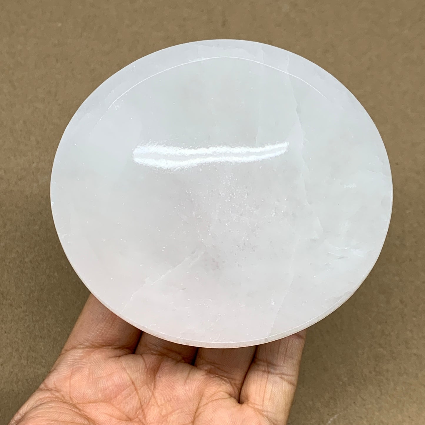 4pcs, 1090g, 3.9"-4" Natural Round Selenite Bowls Crystals from Morocco, B9194