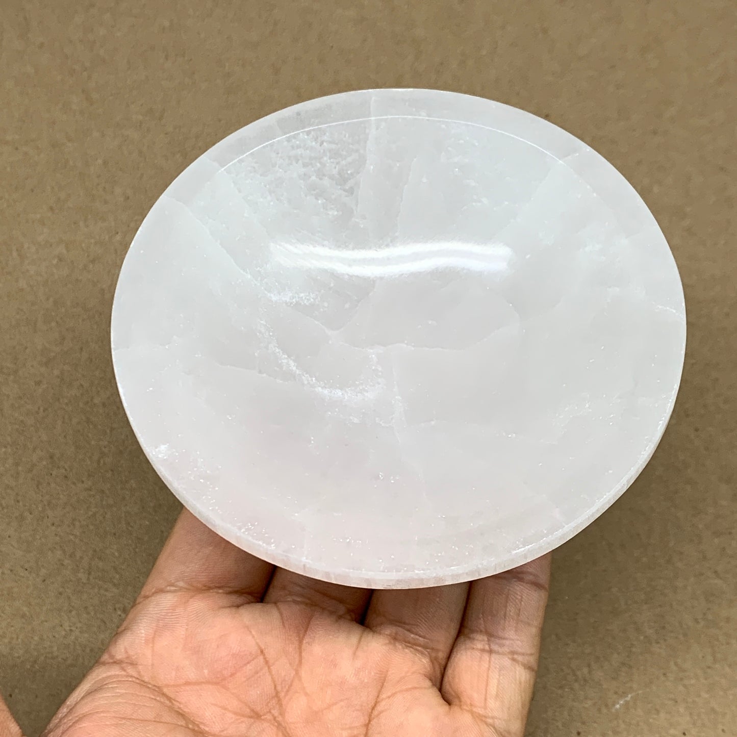 4pcs, 1090g, 3.9"-4" Natural Round Selenite Bowls Crystals from Morocco, B9194