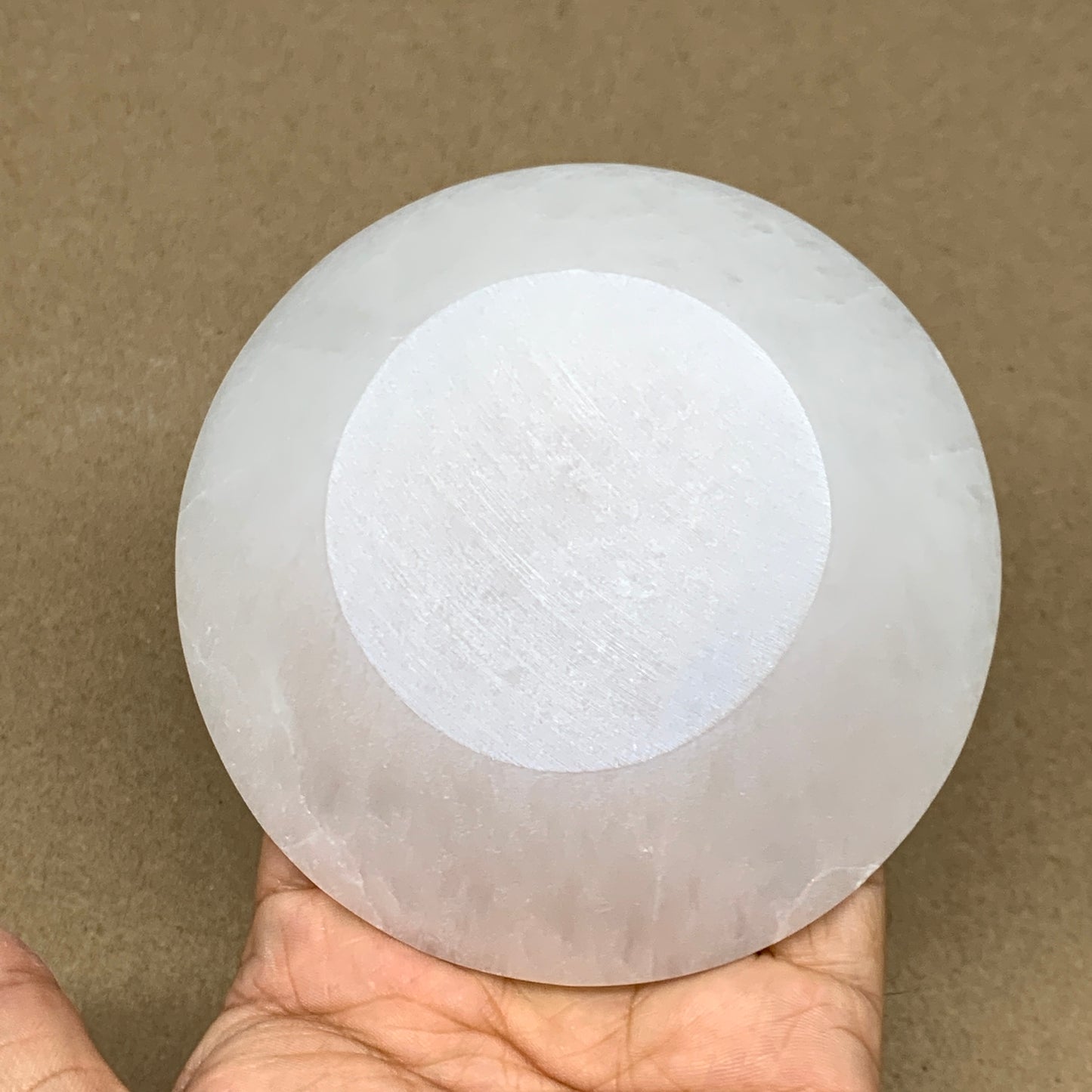 4pcs, 1090g, 3.9"-4" Natural Round Selenite Bowls Crystals from Morocco, B9194