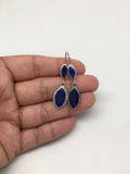 Natural Lapis Lazuli Sterling Silver Marquise Dangle Earrings Afghanistan,SE25 - watangem.com
