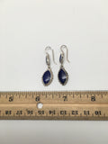 Natural Lapis Lazuli Sterling Silver Marquise Dangle Earrings Afghanistan,SE25 - watangem.com