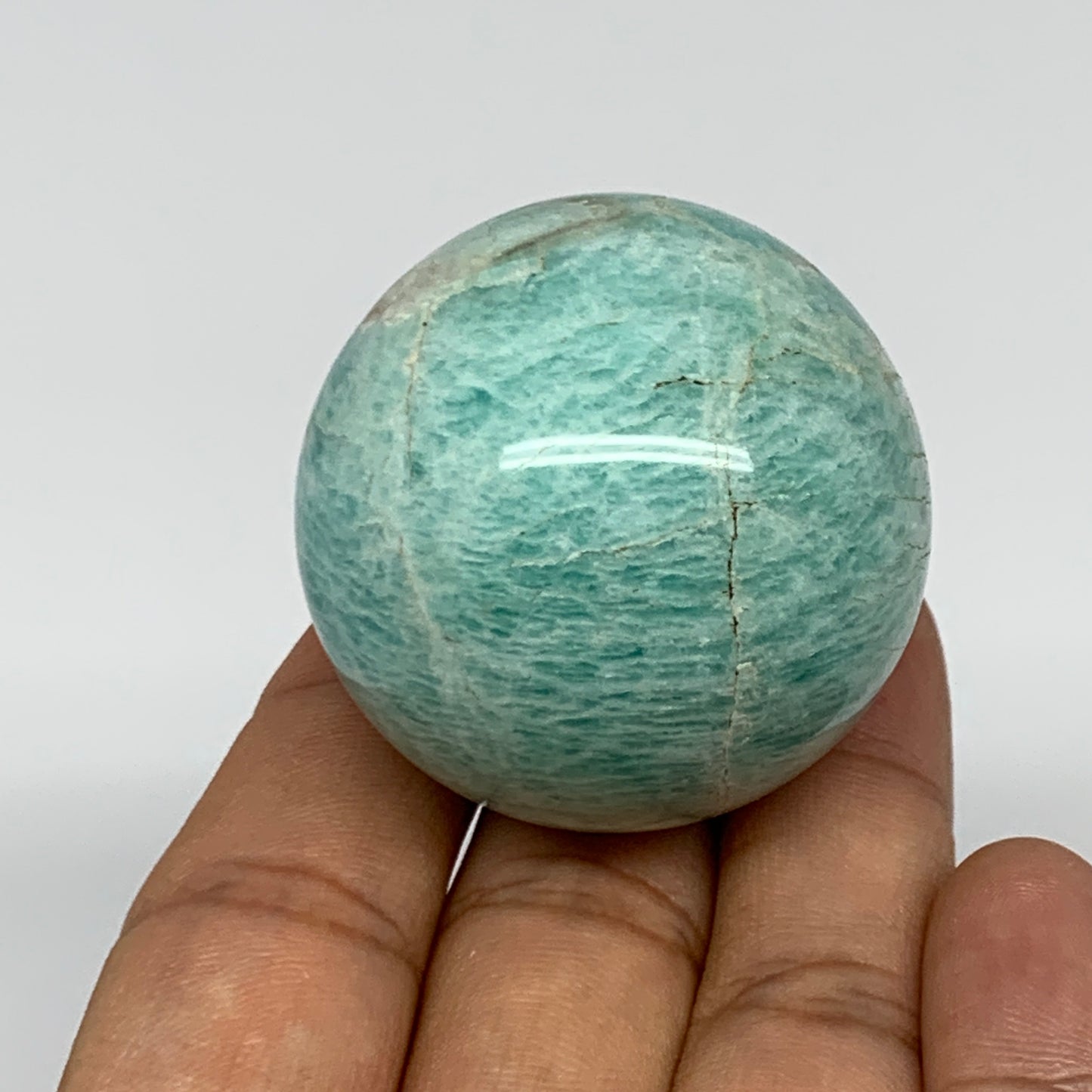 94.1g, 1.6" Small Amazonite Sphere Ball Gemstone from Madagascar, B15826