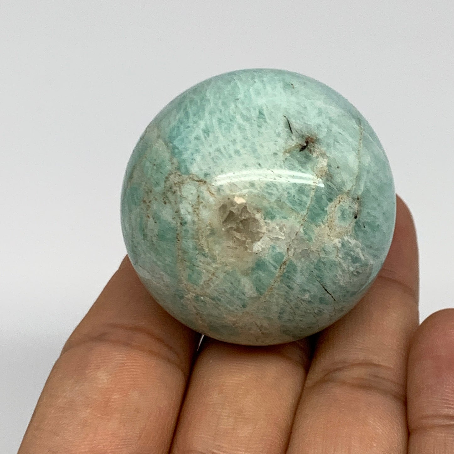 94.1g, 1.6" Small Amazonite Sphere Ball Gemstone from Madagascar, B15826