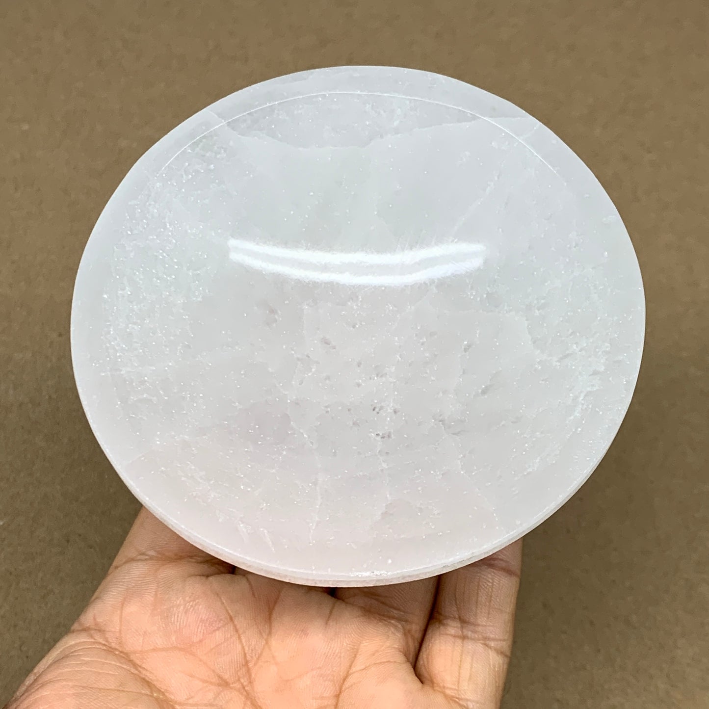 4pcs, 1090g, 3.9"-4" Natural Round Selenite Bowls Crystals from Morocco, B9196