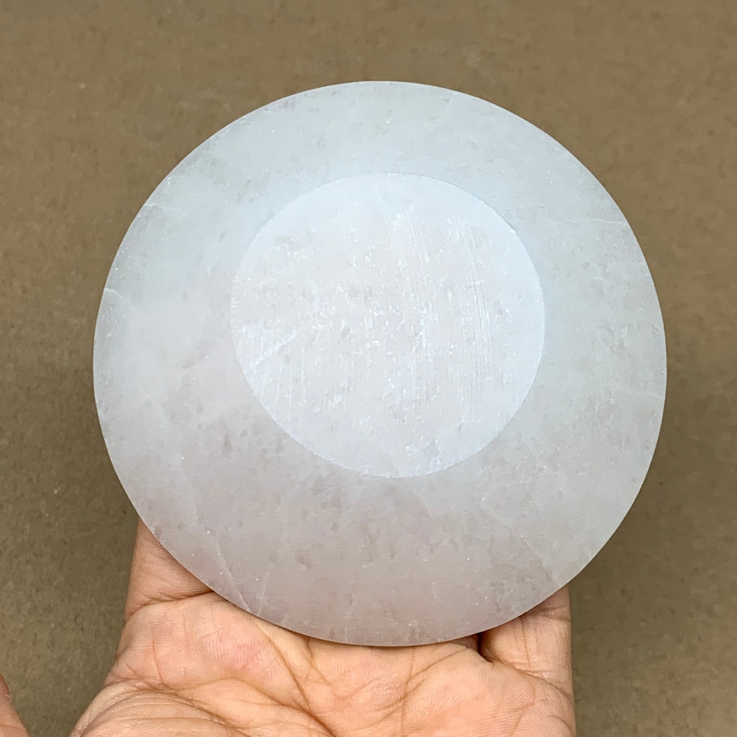 4pcs, 1090g, 3.9"-4" Natural Round Selenite Bowls Crystals from Morocco, B9196