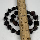 118.9g, 11-18mm, 28 Beads, Natural Red Garnet Beads Strand Facetted, B13188