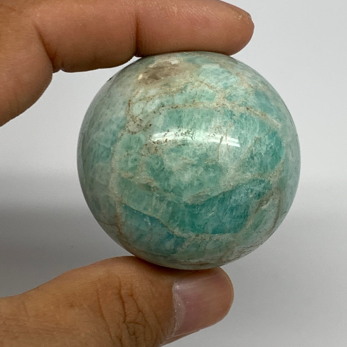 94.1g, 1.6" Small Amazonite Sphere Ball Gemstone from Madagascar, B15826