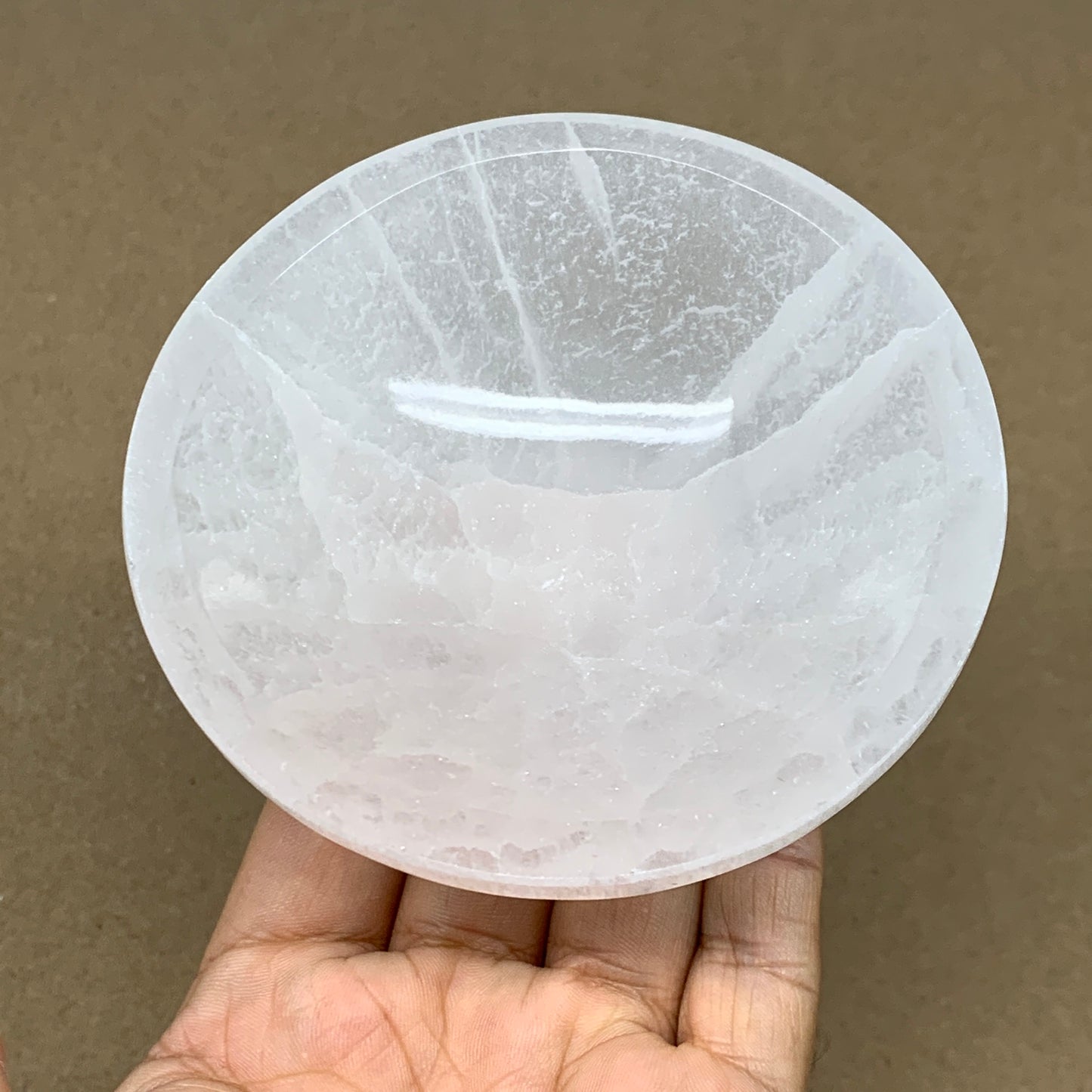 4pcs, 1090g, 3.9"-4" Natural Round Selenite Bowls Crystals from Morocco, B9196