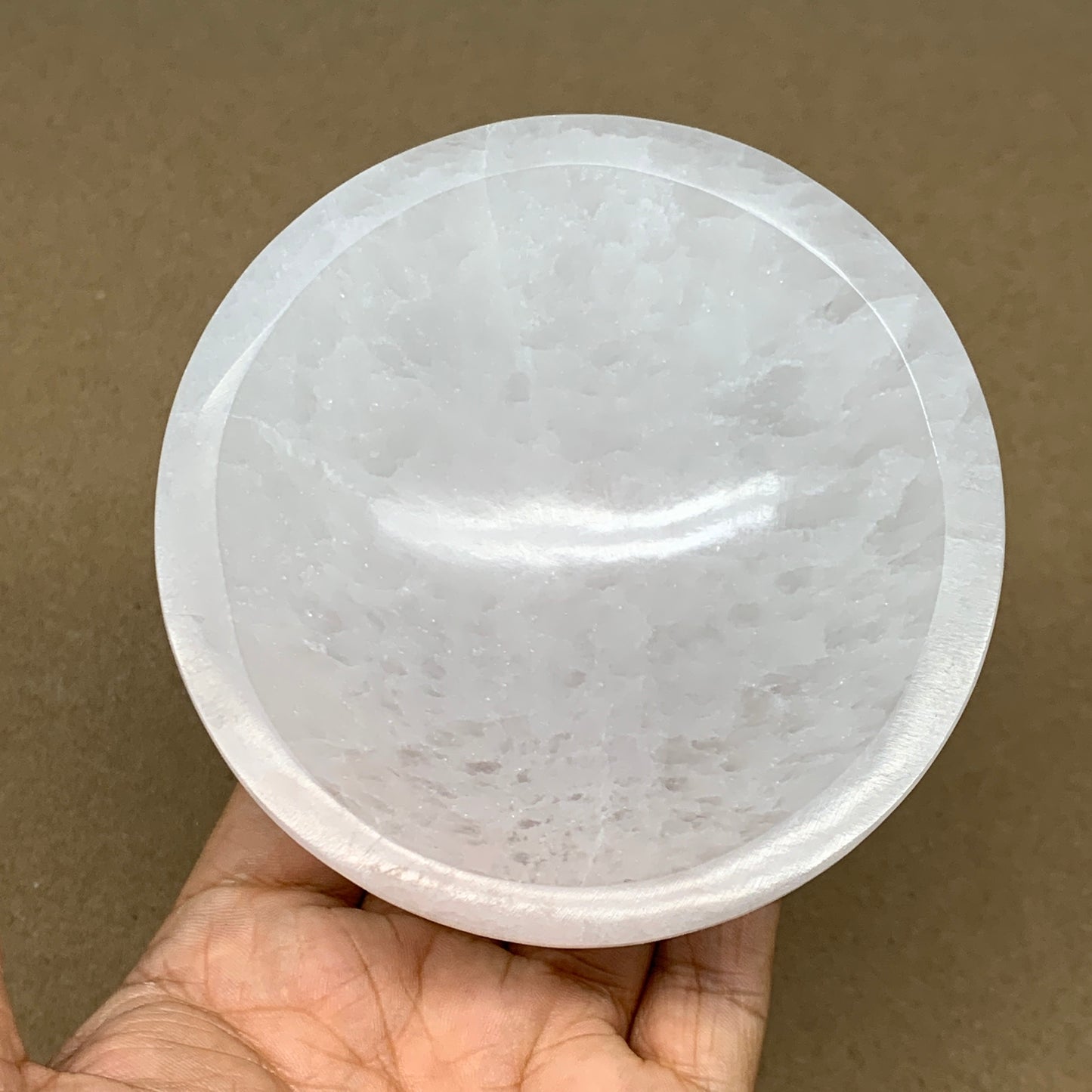 4pcs, 1090g, 3.9"-4" Natural Round Selenite Bowls Crystals from Morocco, B9196