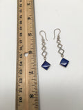 Natural Lapis Lazuli Sterling Silver 1 Square Dangle Earrings Afghanistan,SE27 - watangem.com