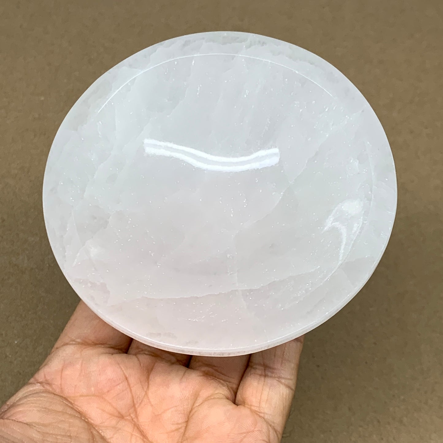 4pcs, 1090g, 3.9"-4" Natural Round Selenite Bowls Crystals from Morocco, B9196