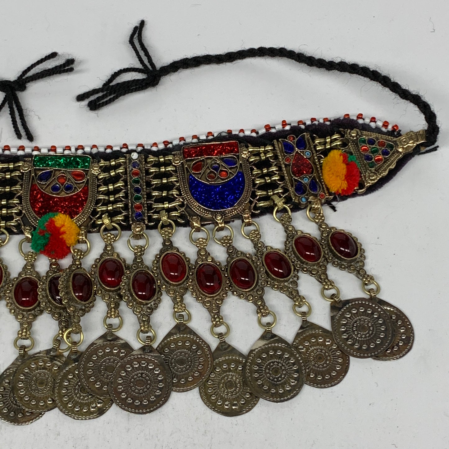 330g, 13.5"x4.5"Kuchi Choker Necklace Multi-Color Tribal Gypsy Bohemian,B14090