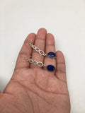 Natural Lapis Lazuli Sterling Silver Oval Dangle Earrings Afghanistan,SE28 - watangem.com