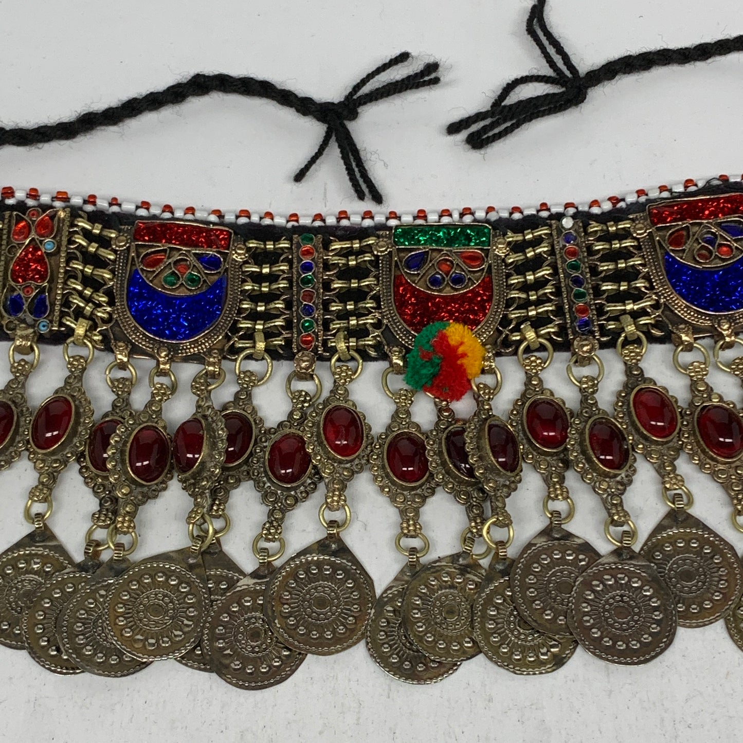 330g, 13.5"x4.5"Kuchi Choker Necklace Multi-Color Tribal Gypsy Bohemian,B14090
