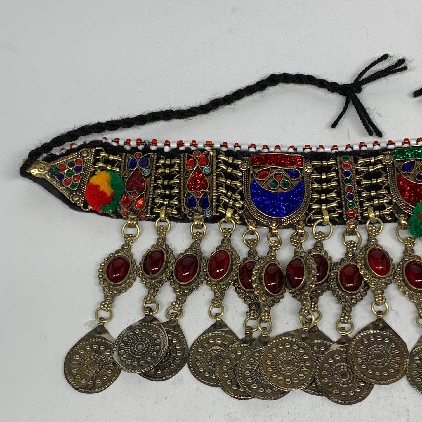 330g, 13.5"x4.5"Kuchi Choker Necklace Multi-Color Tribal Gypsy Bohemian,B14090