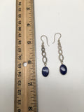 Natural Lapis Lazuli Sterling Silver Oval Dangle Earrings Afghanistan,SE28 - watangem.com