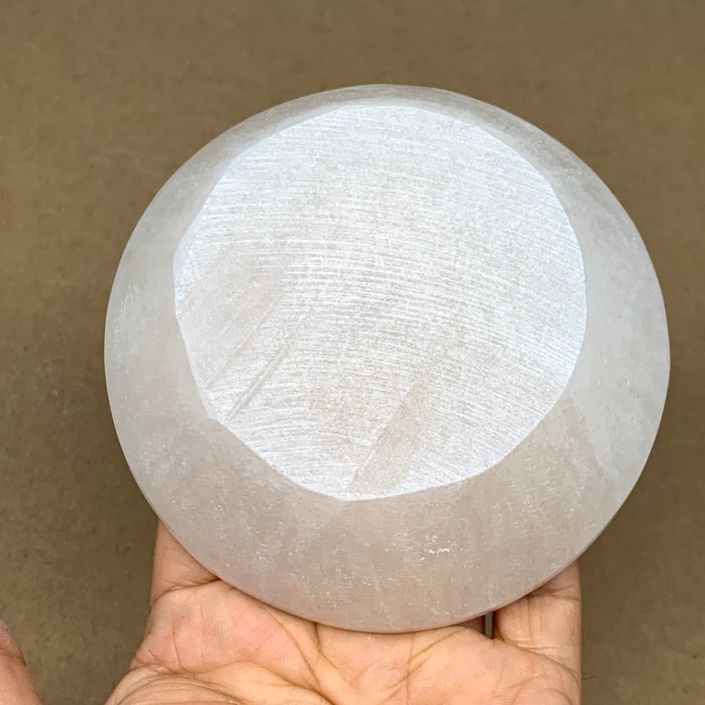 4pcs, 1386g, 3.9"-4" Natural Round Selenite Bowls Crystals from Morocco, B9197