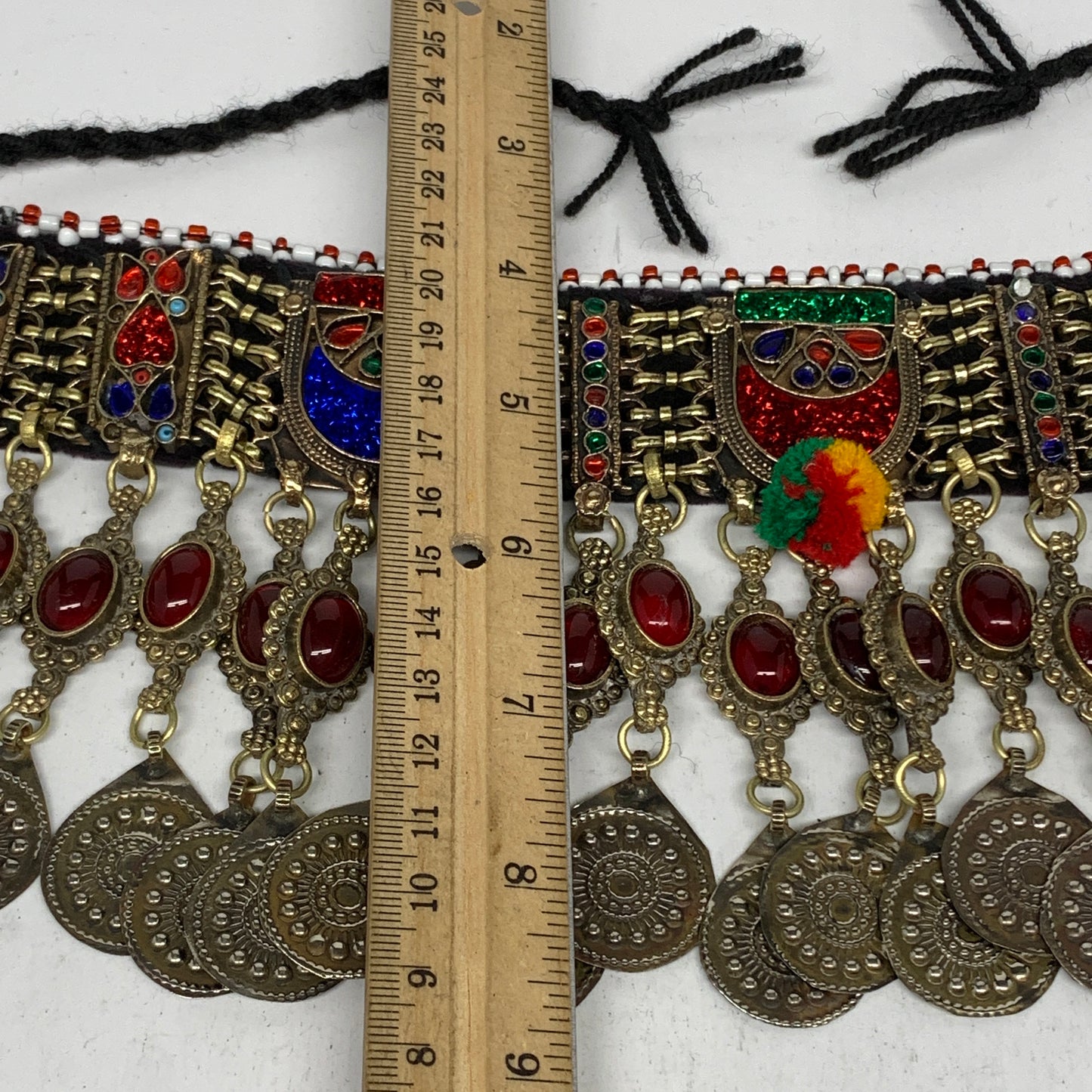 330g, 13.5"x4.5"Kuchi Choker Necklace Multi-Color Tribal Gypsy Bohemian,B14090