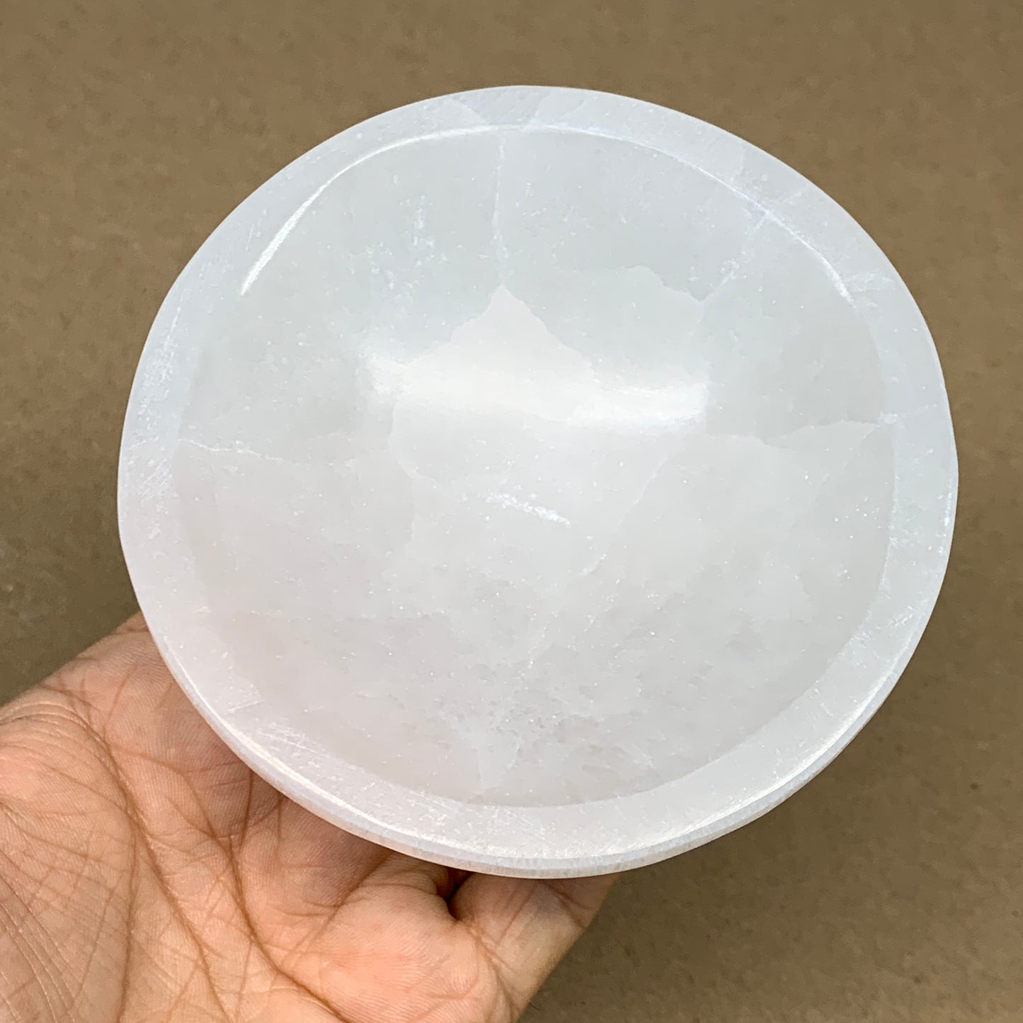 4pcs, 1386g, 3.9"-4" Natural Round Selenite Bowls Crystals from Morocco, B9197