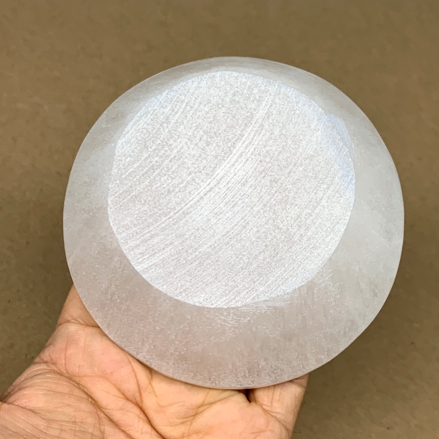 4pcs, 1386g, 3.9"-4" Natural Round Selenite Bowls Crystals from Morocco, B9197
