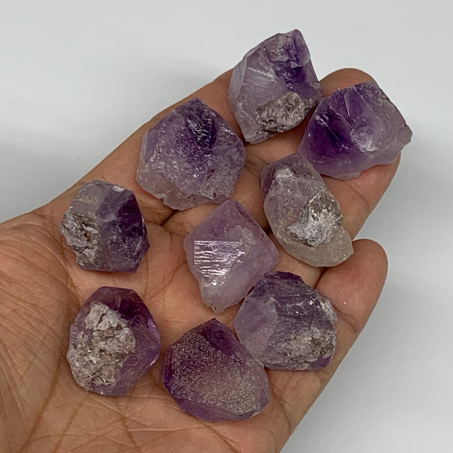 91.5g,0.7"-1.2", 9pcs, Natural Amethyst Crystal Rough Mineral Specimens, B11709