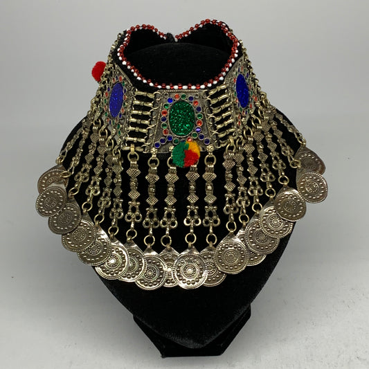 210g, 12"x5.5"Kuchi Choker Necklace Multi-Color Tribal Gypsy Bohemian,B14091