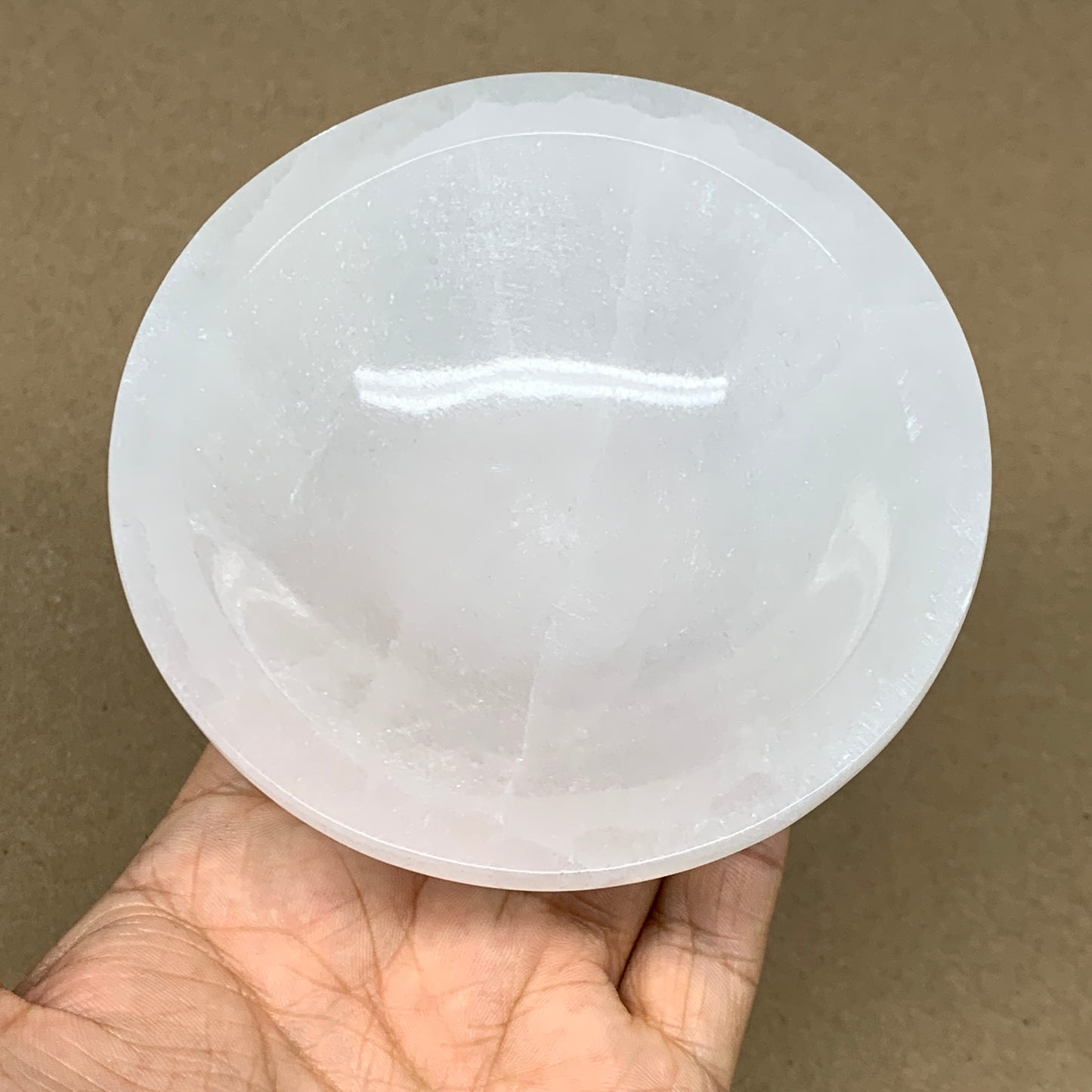 4pcs, 1386g, 3.9"-4" Natural Round Selenite Bowls Crystals from Morocco, B9197