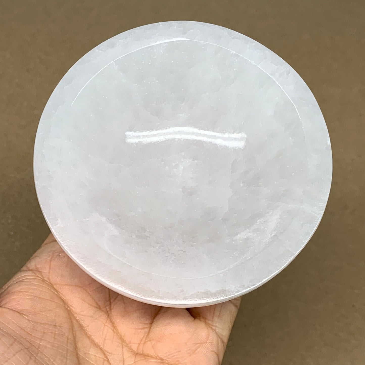 4pcs, 1386g, 3.9"-4" Natural Round Selenite Bowls Crystals from Morocco, B9197