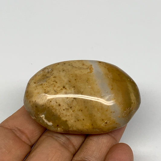 67.4g, 2.3"x1.5"x0.9", Yellow Ocean Jasper Palm-Stone @Madagascar, B18153