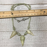 13.7g,2mm-29mm, Small Green Serpentine Arrowhead Beaded Necklace,19",NPH293