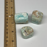 100.9g, 1"-1.3", 3pcs, Blue Aragonite Tumbled Stones @Afghanistan, B26968