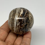 128.5g, 1.8" (46mm), Chocolate/Gray Onyx Sphere Ball Gemstone @Morocco, B18925