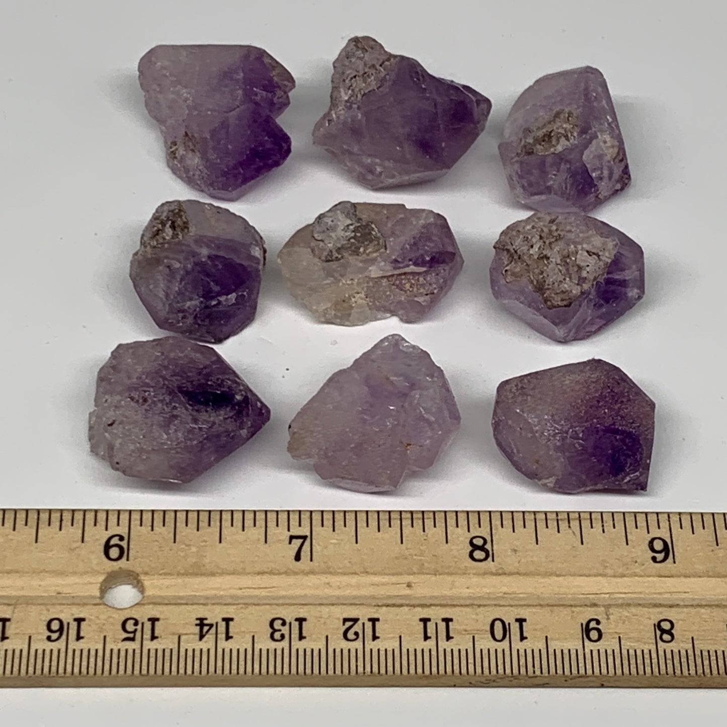 91.5g,0.7"-1.2", 9pcs, Natural Amethyst Crystal Rough Mineral Specimens, B11709