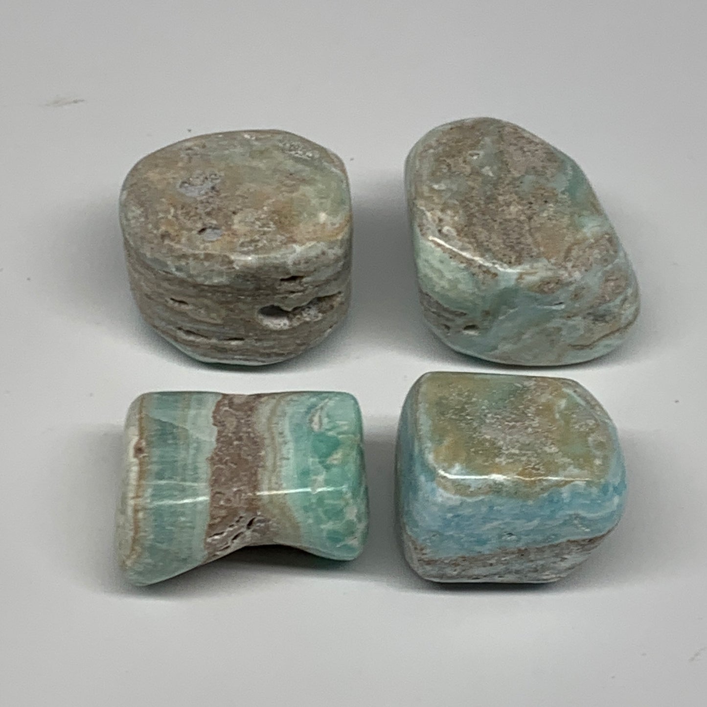 103.6g, 1"-1.3", 4pcs, Blue Aragonite Tumbled Stones @Afghanistan, B26969