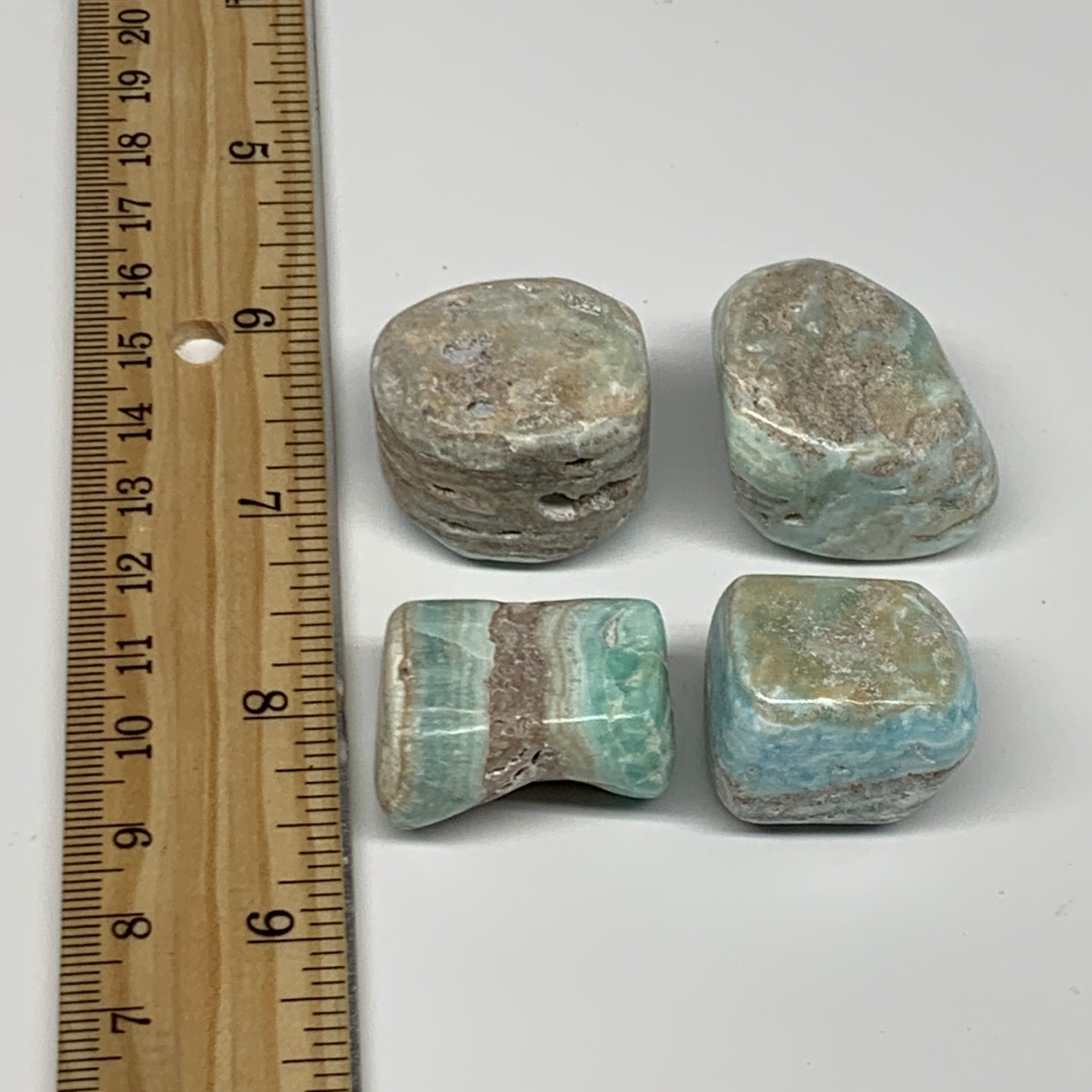 103.6g, 1"-1.3", 4pcs, Blue Aragonite Tumbled Stones @Afghanistan, B26969