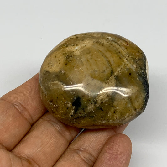 94.3g, 2"x1.8"x1.1", Yellow Ocean Jasper Palm-Stone @Madagascar, B18154